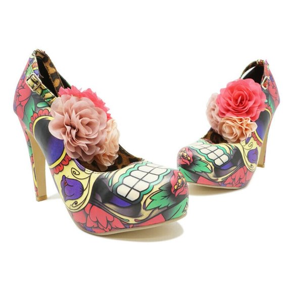 Iron Fist Shoes - ❤️👠💀IRON FIST Skulls & Roses Platform Heels